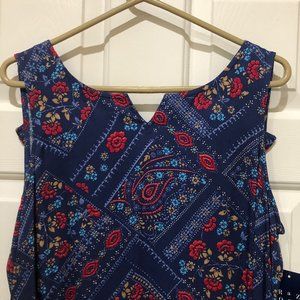Colorful, Summer, Crazy Horse by Liz Claiborne, Dress Size 12 Blue w/ Flowers